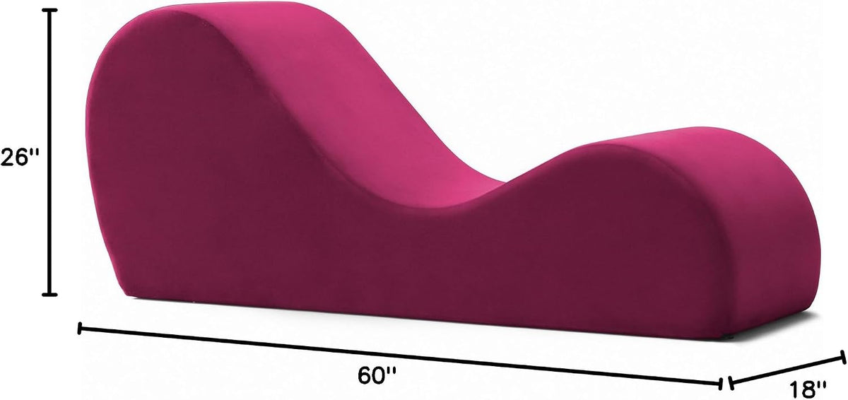 Sleek Chaise Lounge for Yoga - Made in The USA - Great for Stretching, Relaxation, Exercise & More, 60D x 18W x 26H Inch, Light Grey