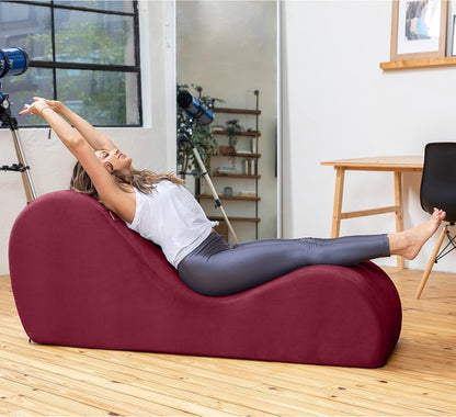 Sleek Chaise Lounge for Yoga - Made in The USA - Great for Stretching, Relaxation, Exercise & More, 60D x 18W x 26H Inch, Light Grey