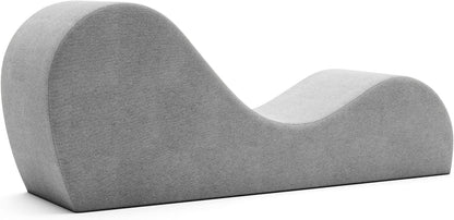 Sleek Chaise Lounge for Yoga - Made in The USA - Great for Stretching, Relaxation, Exercise & More, 60D x 18W x 26H Inch, Light Grey