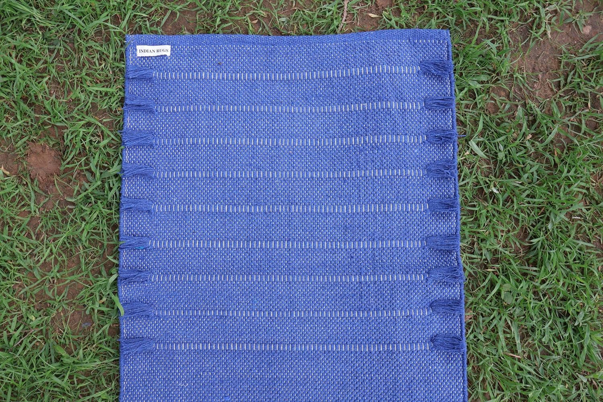 EcoComfort Cotton Yoga Mat - Hand-Woven, Extra-Thick for Ultimate Home Fitness - Durable & Stylish Yoga Rug (24”x72”x5mm)