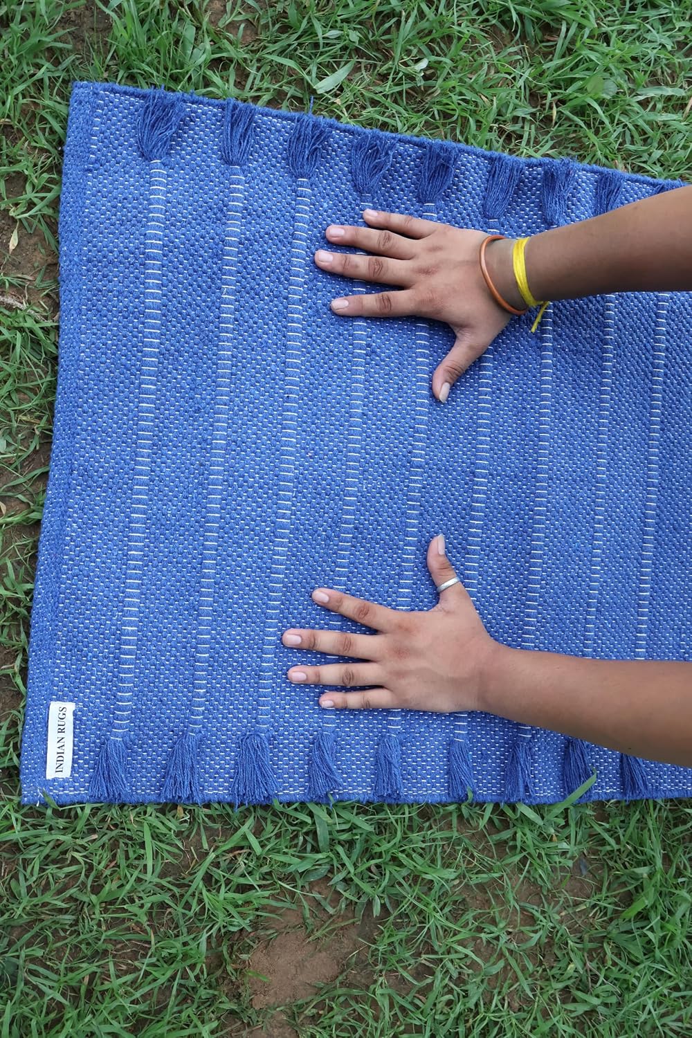 EcoComfort Cotton Yoga Mat - Hand-Woven, Extra-Thick for Ultimate Home Fitness - Durable & Stylish Yoga Rug (24”x72”x5mm)