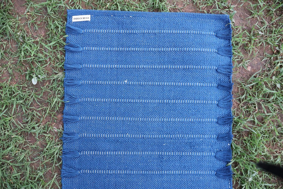 EcoComfort Cotton Yoga Mat - Hand-Woven, Extra-Thick for Ultimate Home Fitness - Durable & Stylish Yoga Rug (24”x72”x5mm)