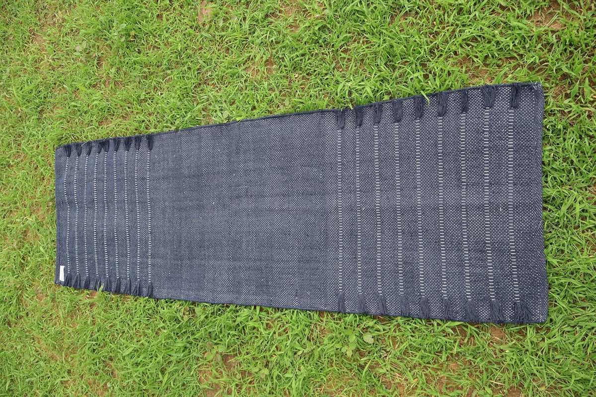 EcoComfort Cotton Yoga Mat - Hand-Woven, Extra-Thick for Ultimate Home Fitness - Durable & Stylish Yoga Rug (24”x72”x5mm)