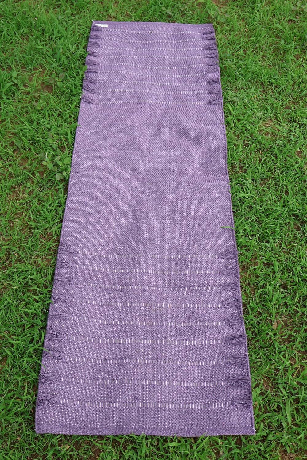 EcoComfort Cotton Yoga Mat - Hand-Woven, Extra-Thick for Ultimate Home Fitness - Durable & Stylish Yoga Rug (24”x72”x5mm)