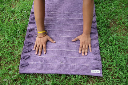 EcoComfort Cotton Yoga Mat - Hand-Woven, Extra-Thick for Ultimate Home Fitness - Durable & Stylish Yoga Rug (24”x72”x5mm)