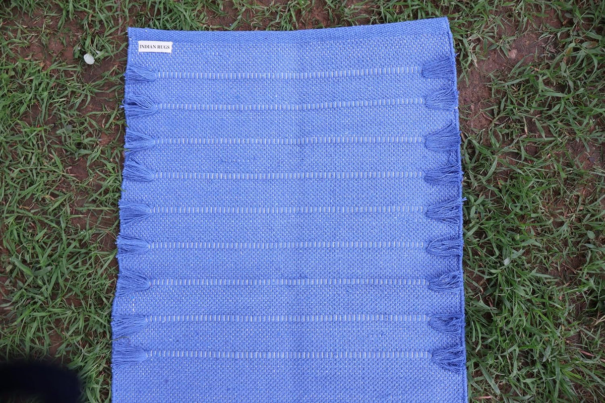 EcoComfort Cotton Yoga Mat - Hand-Woven, Extra-Thick for Ultimate Home Fitness - Durable & Stylish Yoga Rug (24”x72”x5mm)