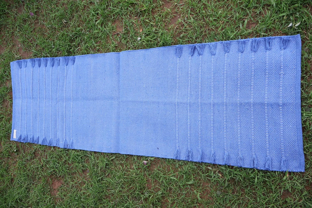 EcoComfort Cotton Yoga Mat - Hand-Woven, Extra-Thick for Ultimate Home Fitness - Durable & Stylish Yoga Rug (24”x72”x5mm)
