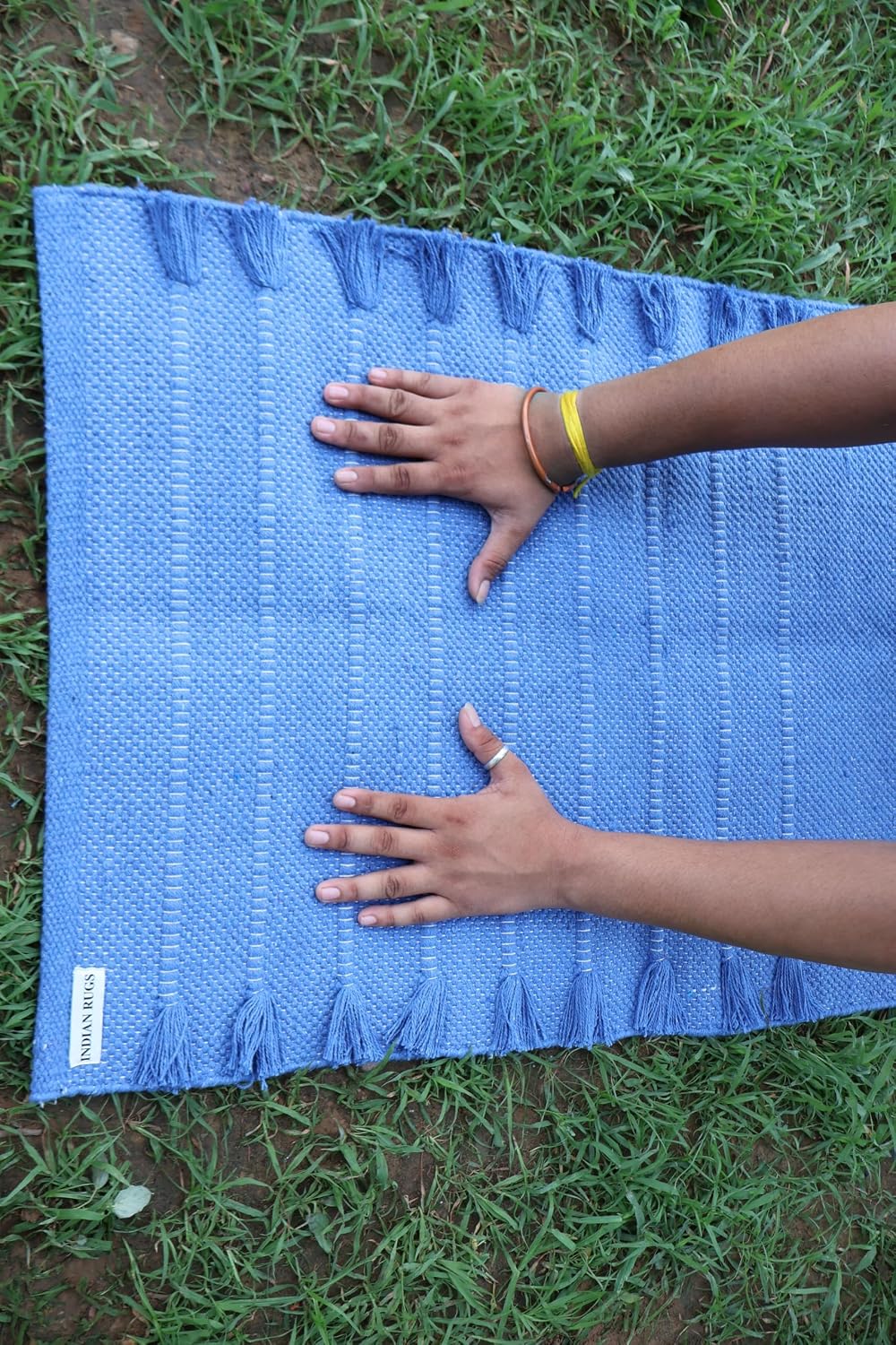 EcoComfort Cotton Yoga Mat - Hand-Woven, Extra-Thick for Ultimate Home Fitness - Durable & Stylish Yoga Rug (24”x72”x5mm)