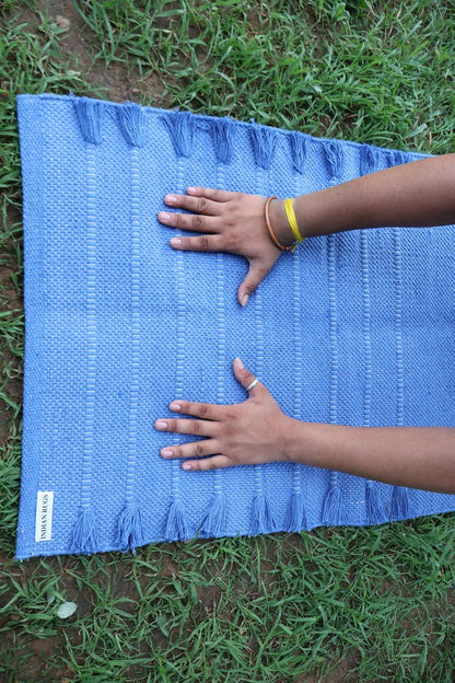 EcoComfort Cotton Yoga Mat - Hand-Woven, Extra-Thick for Ultimate Home Fitness - Durable & Stylish Yoga Rug (24”x72”x5mm)