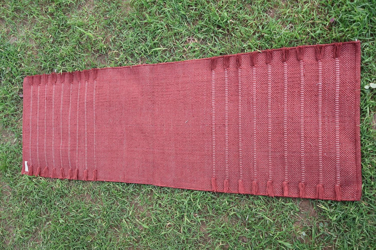 EcoComfort Cotton Yoga Mat - Hand-Woven, Extra-Thick for Ultimate Home Fitness - Durable & Stylish Yoga Rug (24”x72”x5mm)