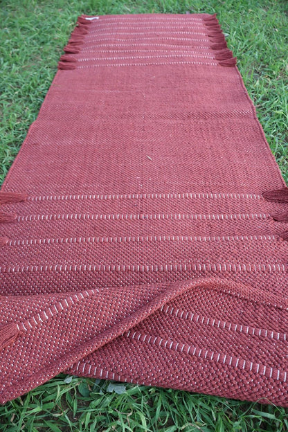 EcoComfort Cotton Yoga Mat - Hand-Woven, Extra-Thick for Ultimate Home Fitness - Durable & Stylish Yoga Rug (24”x72”x5mm)