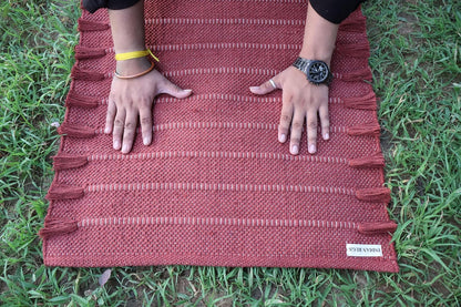 EcoComfort Cotton Yoga Mat - Hand-Woven, Extra-Thick for Ultimate Home Fitness - Durable & Stylish Yoga Rug (24”x72”x5mm)