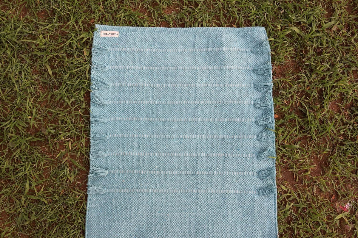 EcoComfort Cotton Yoga Mat - Hand-Woven, Extra-Thick for Ultimate Home Fitness - Durable & Stylish Yoga Rug (24”x72”x5mm)