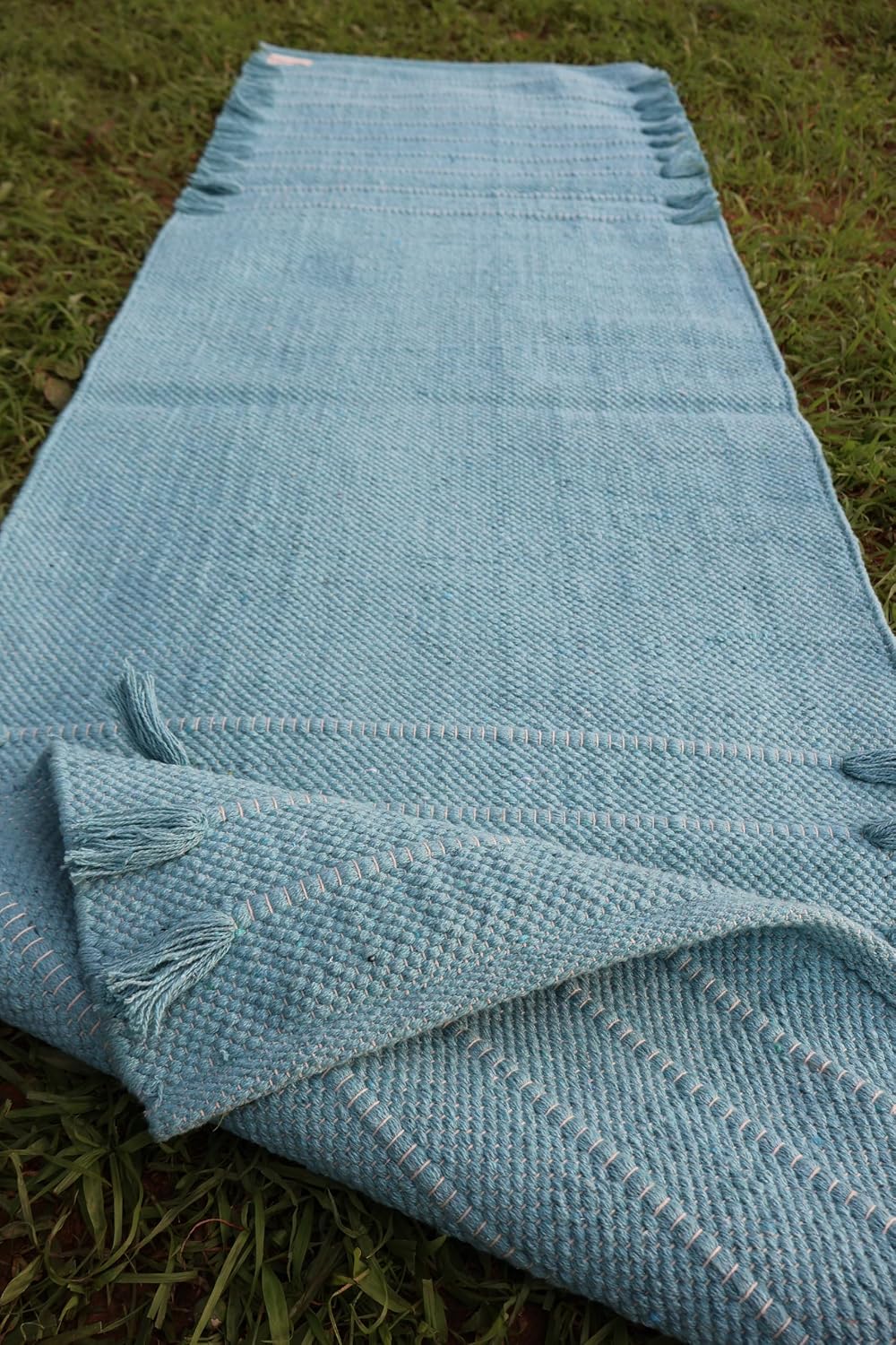 EcoComfort Cotton Yoga Mat - Hand-Woven, Extra-Thick for Ultimate Home Fitness - Durable & Stylish Yoga Rug (24”x72”x5mm)