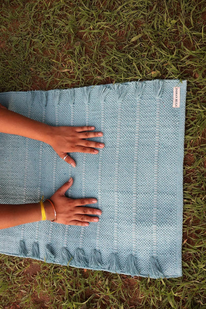 EcoComfort Cotton Yoga Mat - Hand-Woven, Extra-Thick for Ultimate Home Fitness - Durable & Stylish Yoga Rug (24”x72”x5mm)