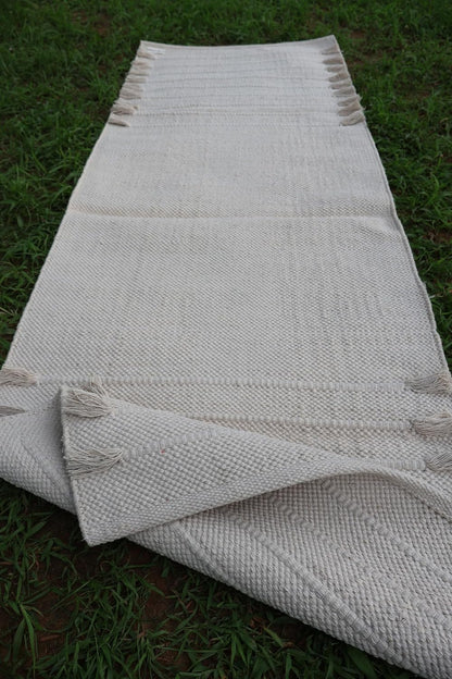 EcoComfort Cotton Yoga Mat - Hand-Woven, Extra-Thick for Ultimate Home Fitness - Durable & Stylish Yoga Rug (24”x72”x5mm)