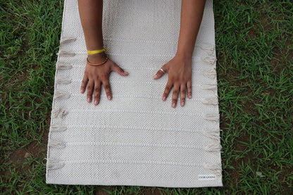 EcoComfort Cotton Yoga Mat - Hand-Woven, Extra-Thick for Ultimate Home Fitness - Durable & Stylish Yoga Rug (24”x72”x5mm)