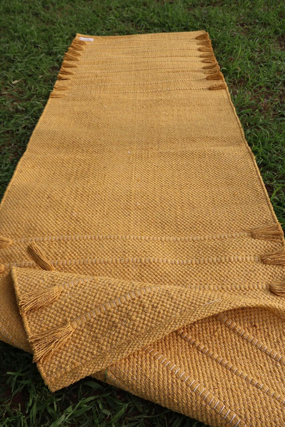EcoComfort Cotton Yoga Mat - Hand-Woven, Extra-Thick for Ultimate Home Fitness - Durable & Stylish Yoga Rug (24”x72”x5mm)