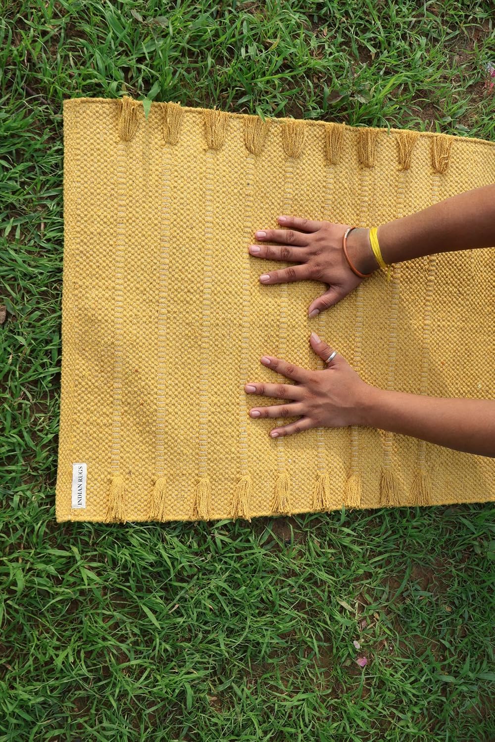 EcoComfort Cotton Yoga Mat - Hand-Woven, Extra-Thick for Ultimate Home Fitness - Durable & Stylish Yoga Rug (24”x72”x5mm)