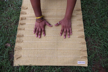 EcoComfort Cotton Yoga Mat - Hand-Woven, Extra-Thick for Ultimate Home Fitness - Durable & Stylish Yoga Rug (24”x72”x5mm)