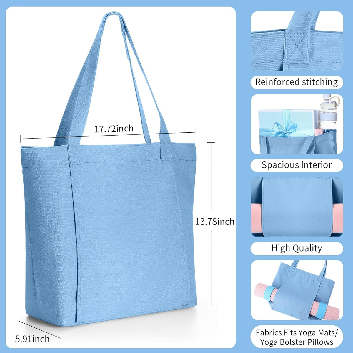 Yoga Mat Bag Set for Women Including Yoga Tote Bag (Without Mat) Booty Resistance Bands Non Slip Sports Socks Silicone Ties for Pilates Travel Workout Office Home Gym