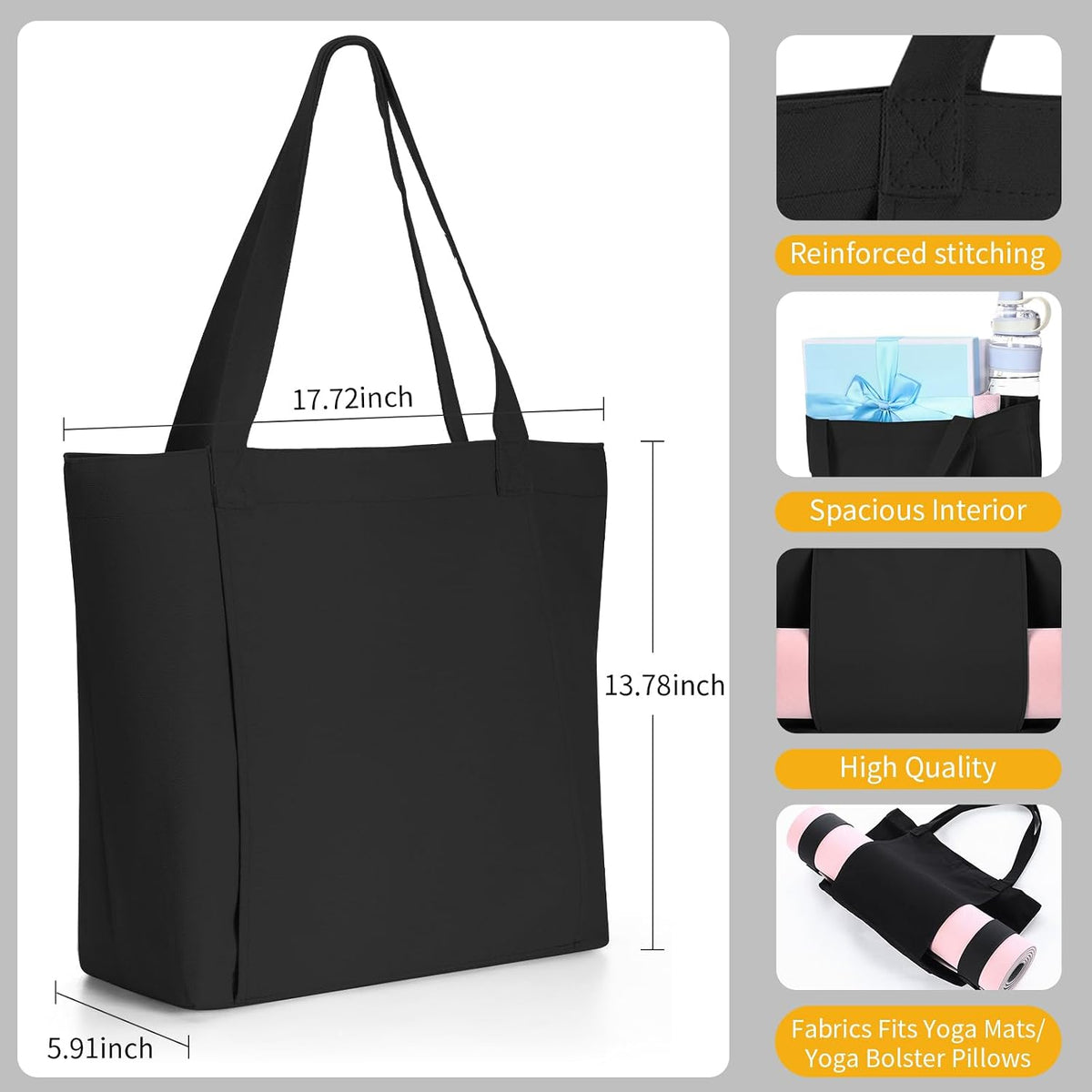 Yoga Mat Bag Set for Women Including Yoga Tote Bag (Without Mat) Booty Resistance Bands Non Slip Sports Socks Silicone Ties for Pilates Travel Workout Office Home Gym