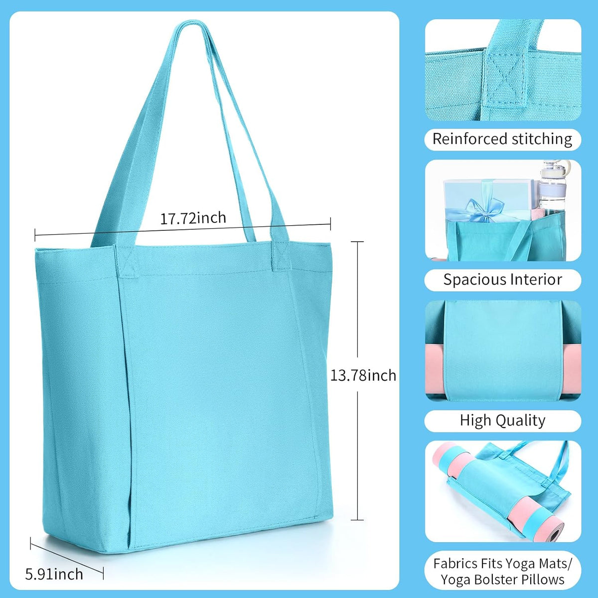 Yoga Mat Bag Set for Women Including Yoga Tote Bag (Without Mat) Booty Resistance Bands Non Slip Sports Socks Silicone Ties for Pilates Travel Workout Office Home Gym