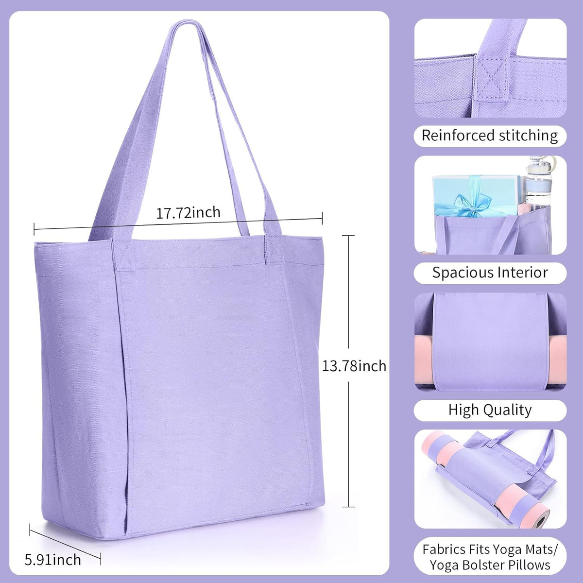 Yoga Mat Bag Set for Women Including Yoga Tote Bag (Without Mat) Booty Resistance Bands Non Slip Sports Socks Silicone Ties for Pilates Travel Workout Office Home Gym