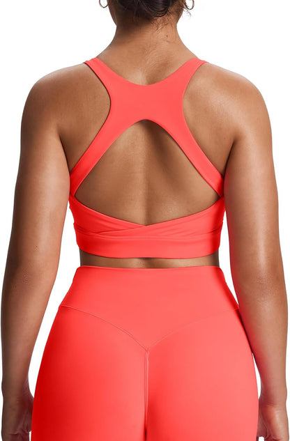 Women's Khloe High Impact Sports Bra | unique racerback, elegant square neck, support & versatile, workout fitness training gym yoga crop tank, moisture-wicking
