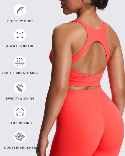 Women's Khloe High Impact Sports Bra | unique racerback, elegant square neck, support & versatile, workout fitness training gym yoga crop tank, moisture-wicking