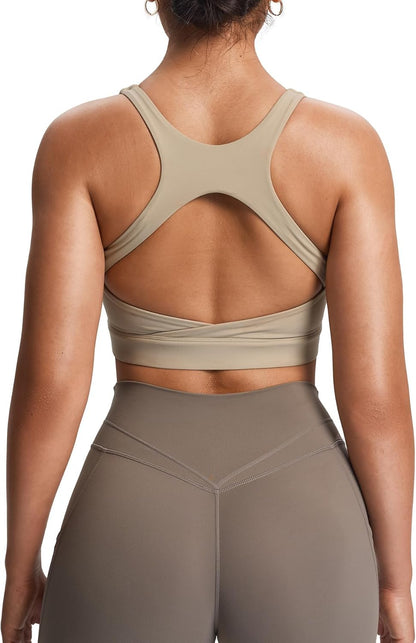 Women's Khloe High Impact Sports Bra | unique racerback, elegant square neck, support & versatile, workout fitness training gym yoga crop tank, moisture-wicking