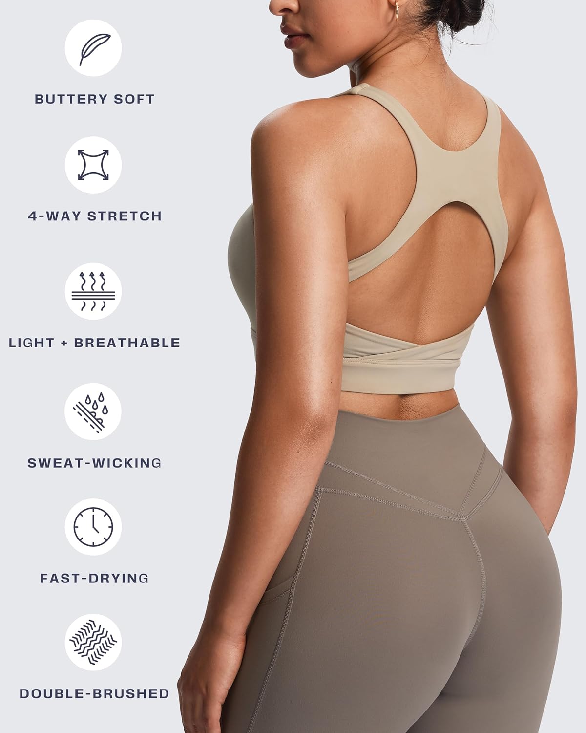 Women's Khloe High Impact Sports Bra | unique racerback, elegant square neck, support & versatile, workout fitness training gym yoga crop tank, moisture-wicking