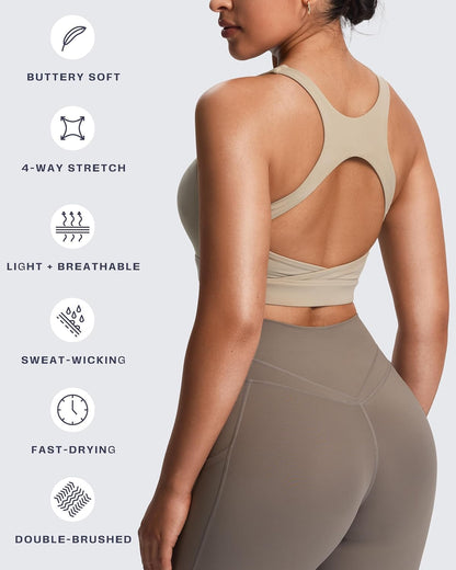 Women's Khloe High Impact Sports Bra | unique racerback, elegant square neck, support & versatile, workout fitness training gym yoga crop tank, moisture-wicking