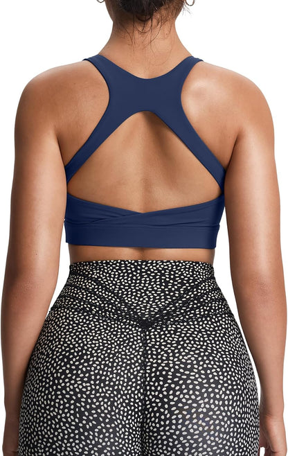 Women's Khloe High Impact Sports Bra | unique racerback, elegant square neck, support & versatile, workout fitness training gym yoga crop tank, moisture-wicking