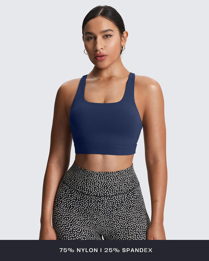 Women's Khloe High Impact Sports Bra | unique racerback, elegant square neck, support & versatile, workout fitness training gym yoga crop tank, moisture-wicking