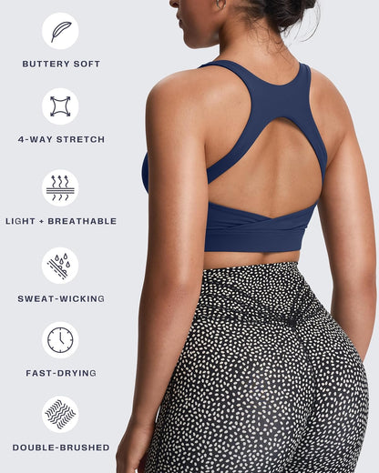 Women's Khloe High Impact Sports Bra | unique racerback, elegant square neck, support & versatile, workout fitness training gym yoga crop tank, moisture-wicking