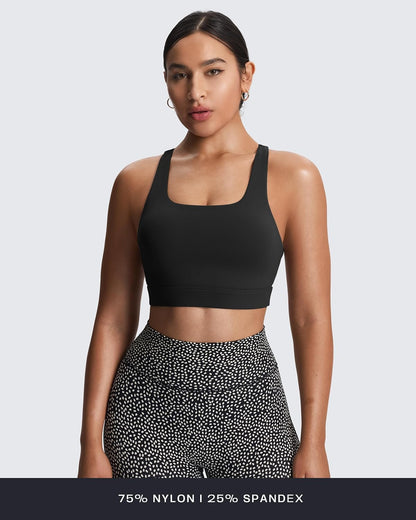 Women's Khloe High Impact Sports Bra | unique racerback, elegant square neck, support & versatile, workout fitness training gym yoga crop tank, moisture-wicking
