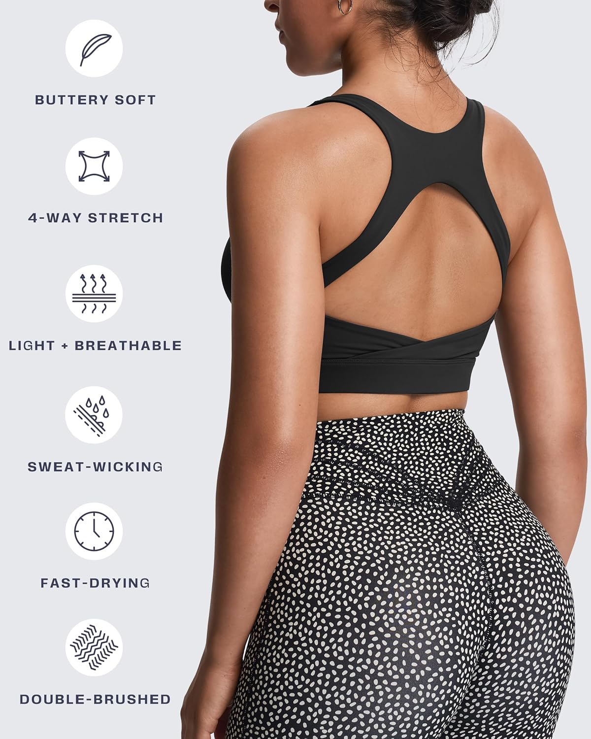 Women's Khloe High Impact Sports Bra | unique racerback, elegant square neck, support & versatile, workout fitness training gym yoga crop tank, moisture-wicking