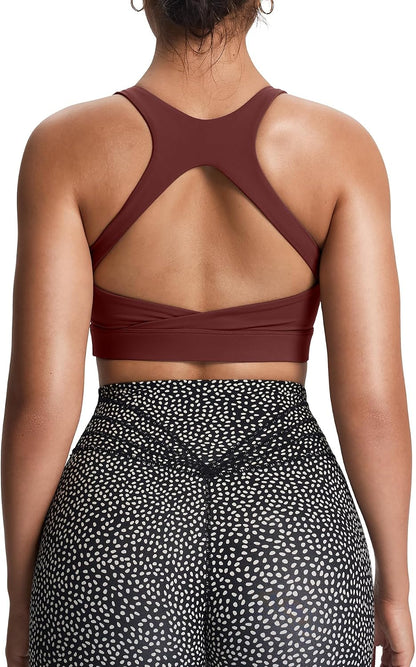 Women's Khloe High Impact Sports Bra | unique racerback, elegant square neck, support & versatile, workout fitness training gym yoga crop tank, moisture-wicking