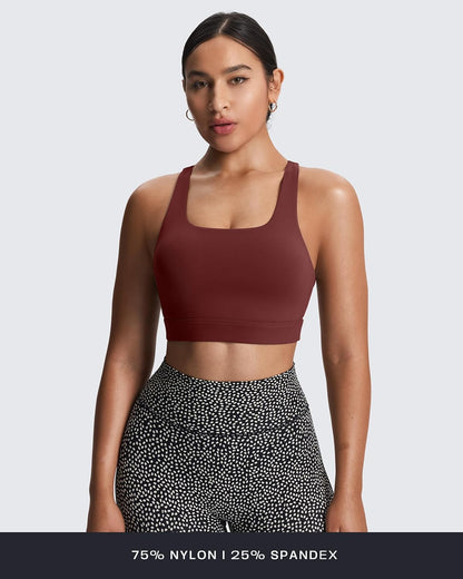 Women's Khloe High Impact Sports Bra | unique racerback, elegant square neck, support & versatile, workout fitness training gym yoga crop tank, moisture-wicking