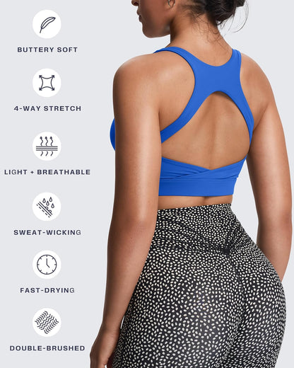 Women's Khloe High Impact Sports Bra | unique racerback, elegant square neck, support & versatile, workout fitness training gym yoga crop tank, moisture-wicking