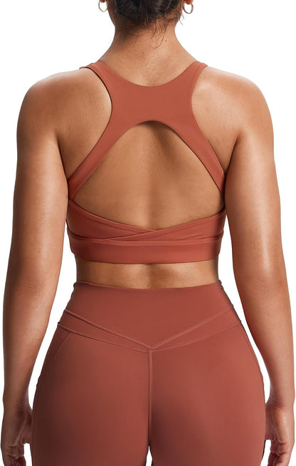 Women's Khloe High Impact Sports Bra | unique racerback, elegant square neck, support & versatile, workout fitness training gym yoga crop tank, moisture-wicking