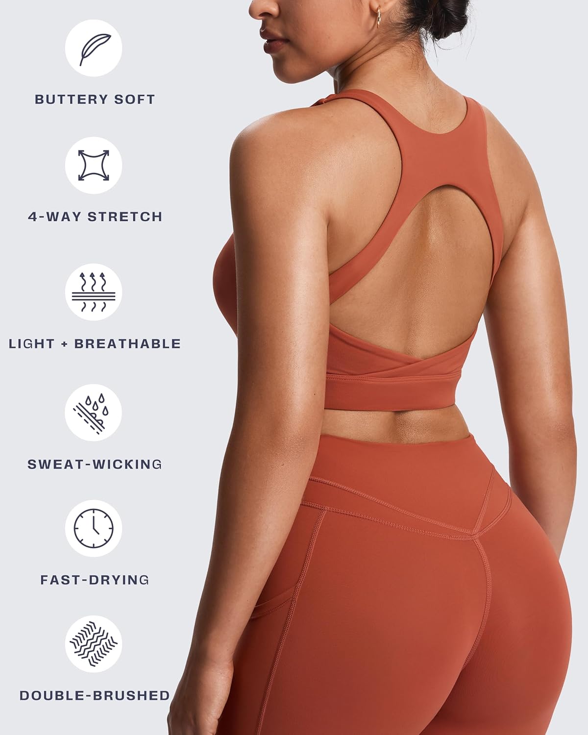 Women's Khloe High Impact Sports Bra | unique racerback, elegant square neck, support & versatile, workout fitness training gym yoga crop tank, moisture-wicking