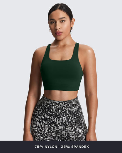Women's Khloe High Impact Sports Bra | unique racerback, elegant square neck, support & versatile, workout fitness training gym yoga crop tank, moisture-wicking