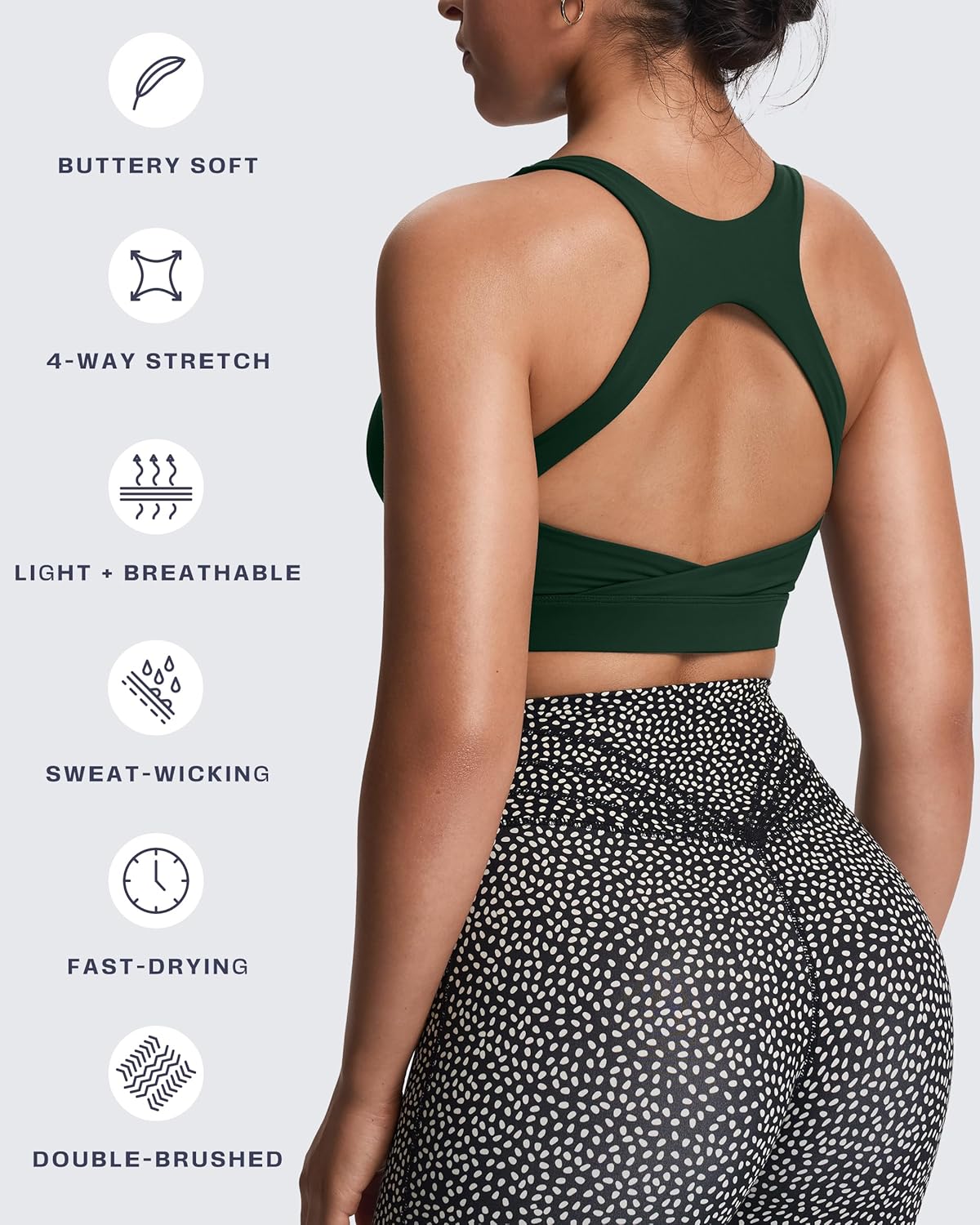 Women's Khloe High Impact Sports Bra | unique racerback, elegant square neck, support & versatile, workout fitness training gym yoga crop tank, moisture-wicking
