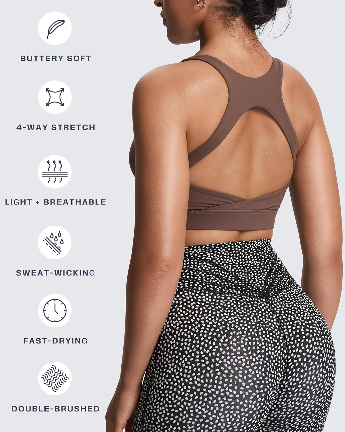 Women's Khloe High Impact Sports Bra | unique racerback, elegant square neck, support & versatile, workout fitness training gym yoga crop tank, moisture-wicking