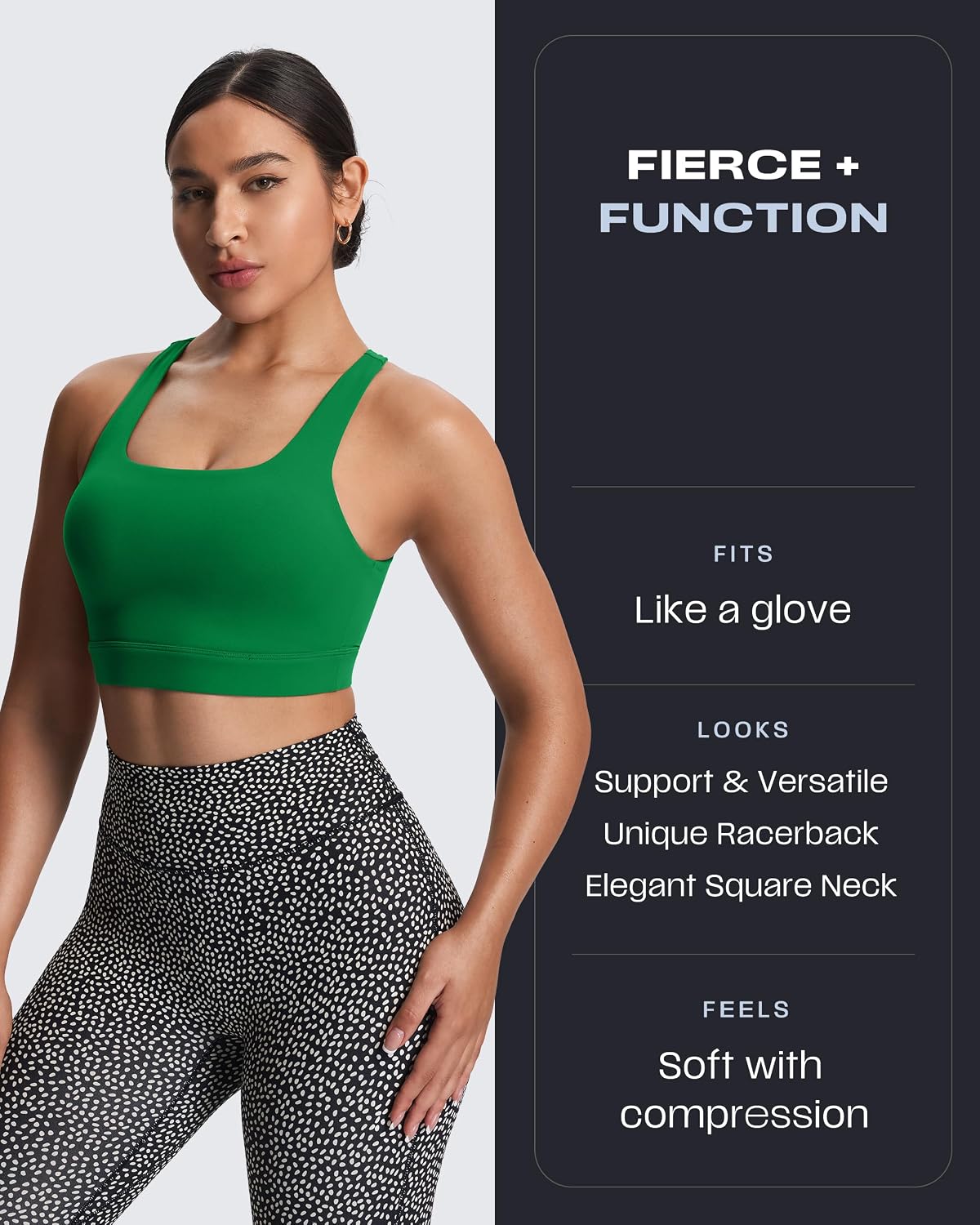 Women's Khloe High Impact Sports Bra | unique racerback, elegant square neck, support & versatile, workout fitness training gym yoga crop tank, moisture-wicking