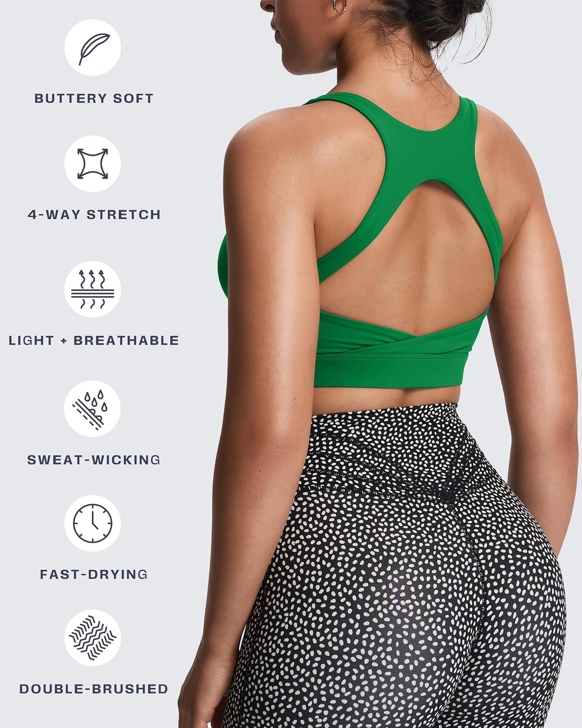Women's Khloe High Impact Sports Bra | unique racerback, elegant square neck, support & versatile, workout fitness training gym yoga crop tank, moisture-wicking