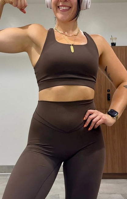 Women's Khloe High Impact Sports Bra | unique racerback, elegant square neck, support & versatile, workout fitness training gym yoga crop tank, moisture-wicking
