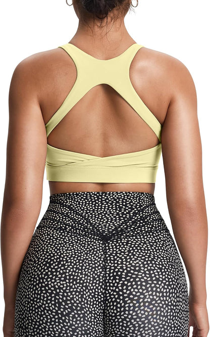 Women's Khloe High Impact Sports Bra | unique racerback, elegant square neck, support & versatile, workout fitness training gym yoga crop tank, moisture-wicking